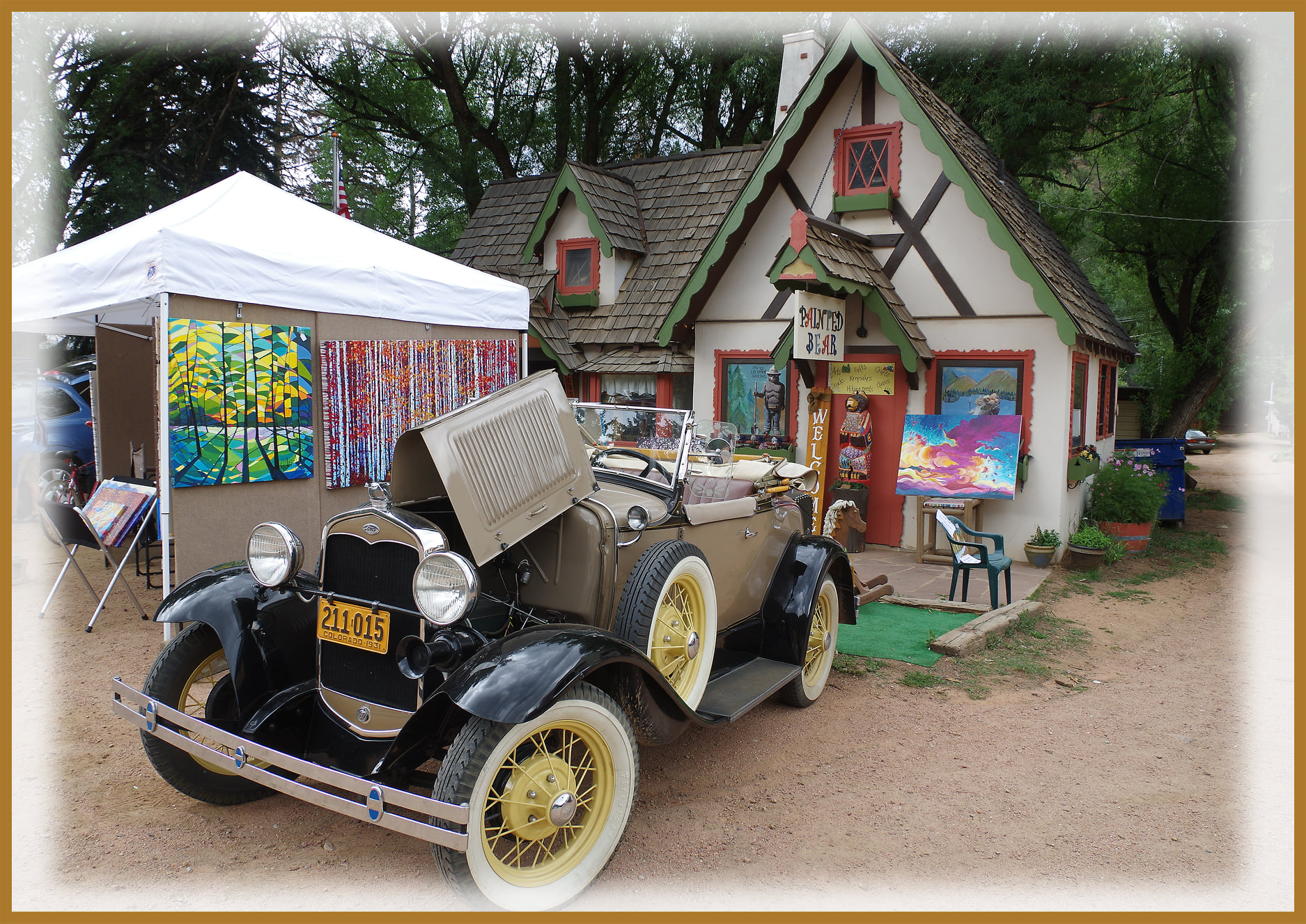 Painted Bear Store with antique car